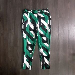 Geometric Green and Black Women's Pants